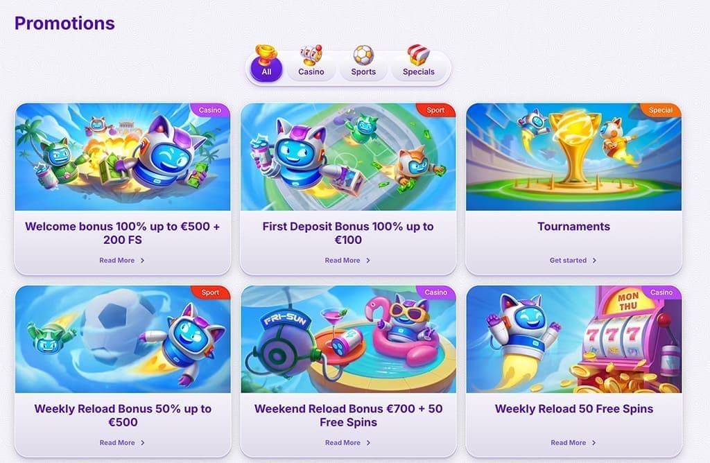 RoboCat Casino Desktop Interfaccia